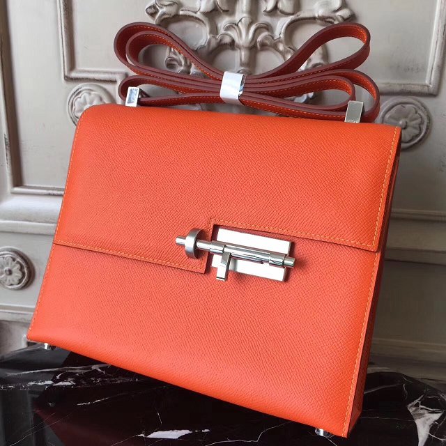 Hermes original epsom leather verrou chaine bag V23 orange