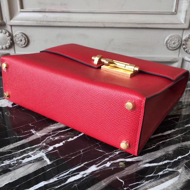 Hermes original epsom leather verrou chaine bag V23 red