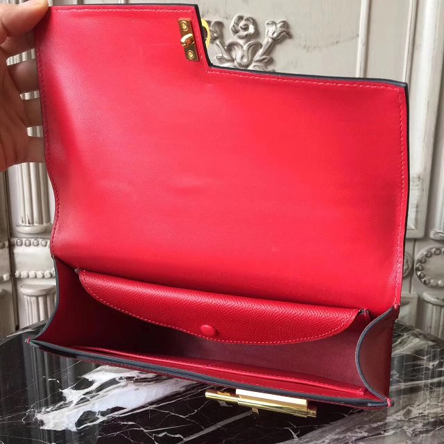 Hermes original epsom leather verrou chaine bag V23 red