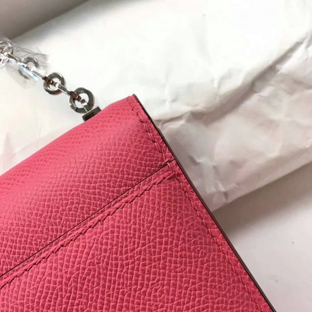 Hermes original epsom leather verrou chaine bag V23 rose red