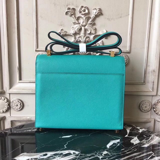 Hermes original epsom leather verrou chaine mini bag V18 cyan