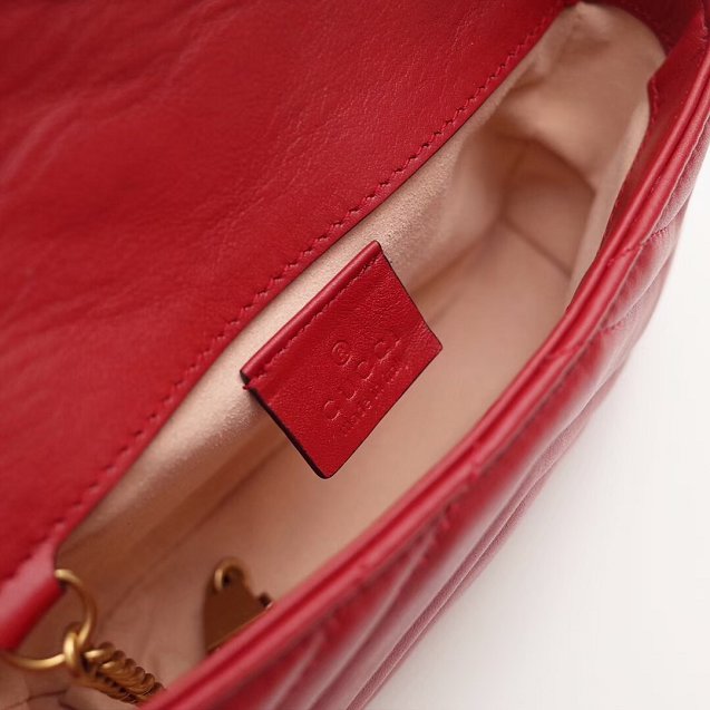 GG original calfskin marmont super mini bag 476433 red