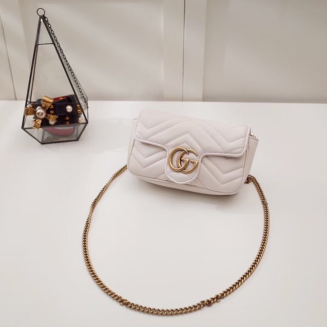 GG original calfskin marmont super mini bag 476433 white