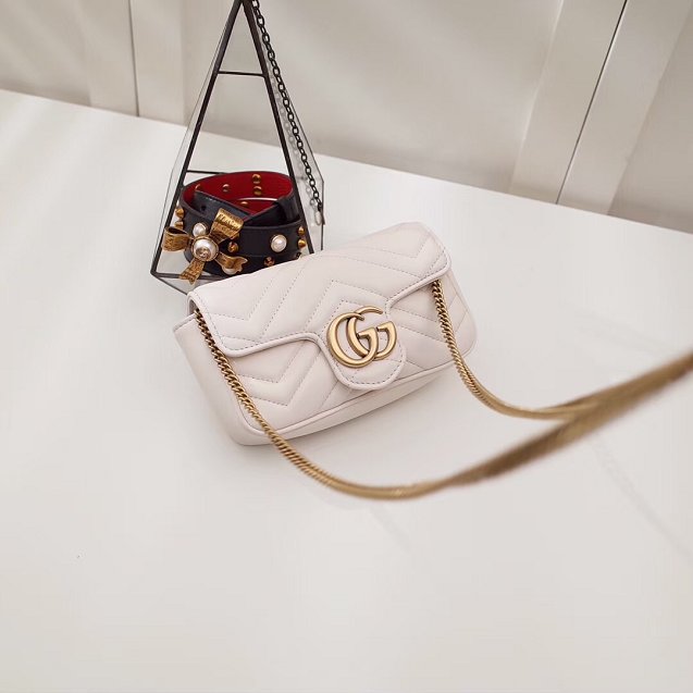 GG original calfskin marmont super mini bag 476433 white