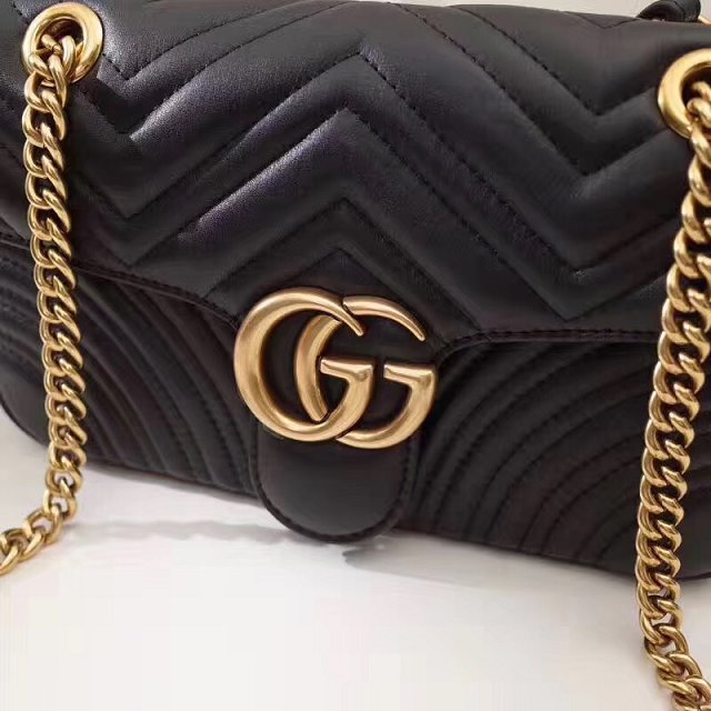 GG original calfskin marmont small shoulder bag 443497 black