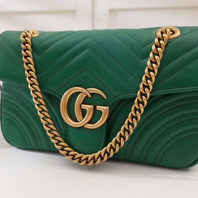 GG original calfskin marmont small shoulder bag 443497 green