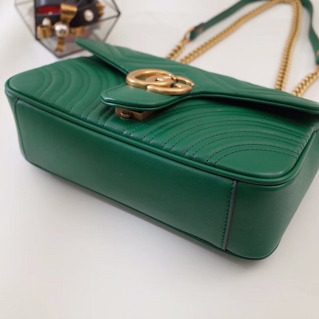 GG original calfskin marmont small shoulder bag 443497 green