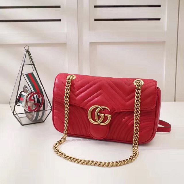 GG original calfskin marmont small shoulder bag 443497 red