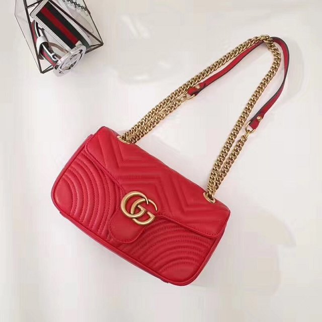 GG original calfskin marmont small shoulder bag 443497 red