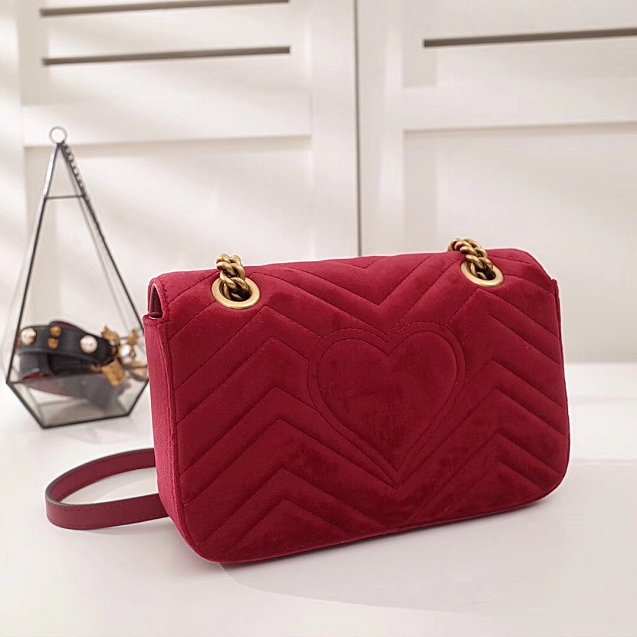 2017 GG marmont mini velvet shoulder bag 446744 red