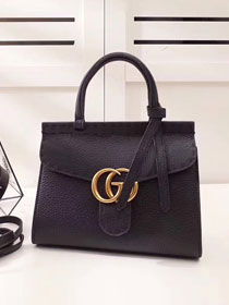 2018 GG marmont original calfskin small top handle bag 421891 black