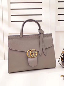 2018 GG marmont original calfskin small top handle bag 421891 gray