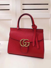 2018 GG marmont original calfskin small top handle bag 421891 red