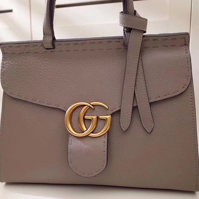 2018 GG marmont original calfskin top handle bag 421890 gray