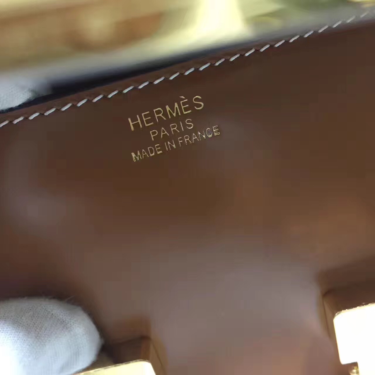 Hermes original box leather constance bag C023 coffee