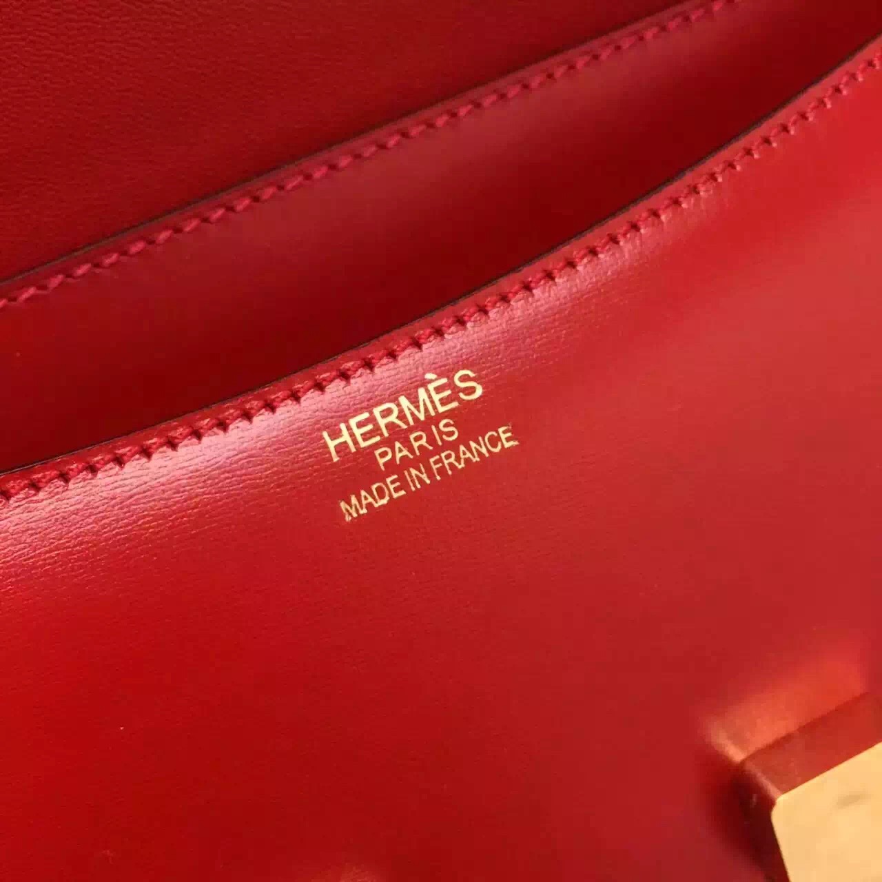 Hermes original box leather small constance bag C019 red