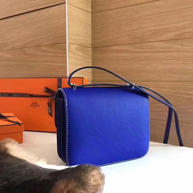 Hermes original epsom leather constance bag C23 electric blue