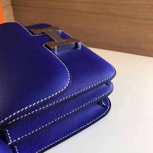 Hermes original epsom leather constance bag C23 electric blue