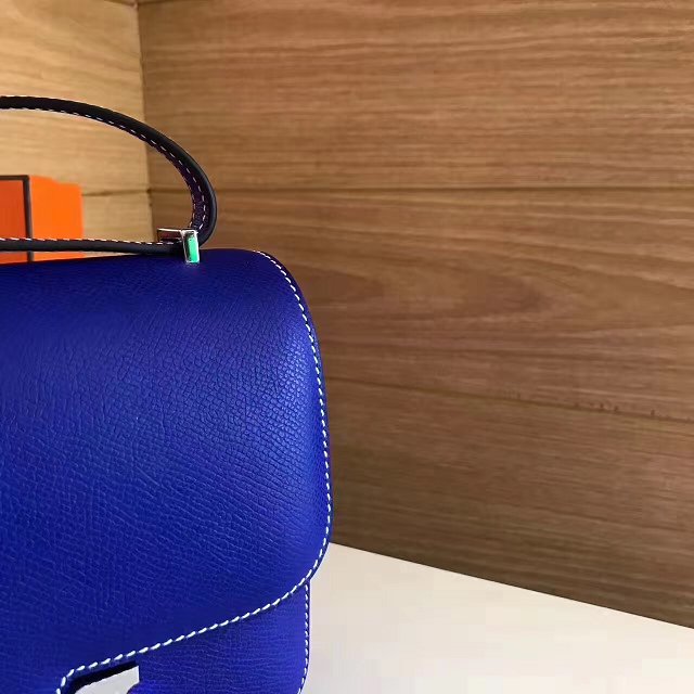 Hermes original epsom leather constance bag C23 electric blue