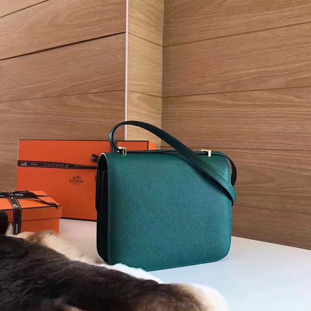 Hermes original epsom leather constance bag C23 vert fonce