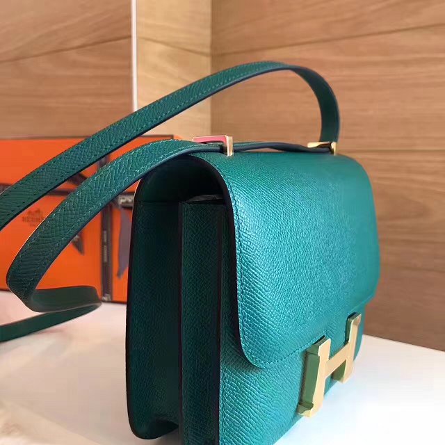 Hermes original epsom leather constance bag C23 vert fonce