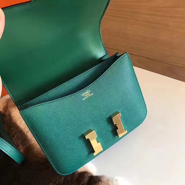 Hermes original epsom leather constance bag C23 vert fonce