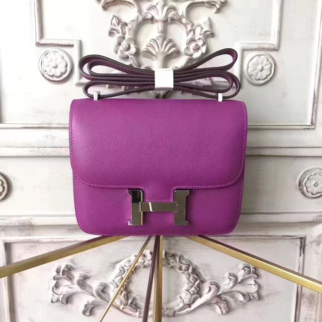 Hermes original epsom leather constance bag C23 purple