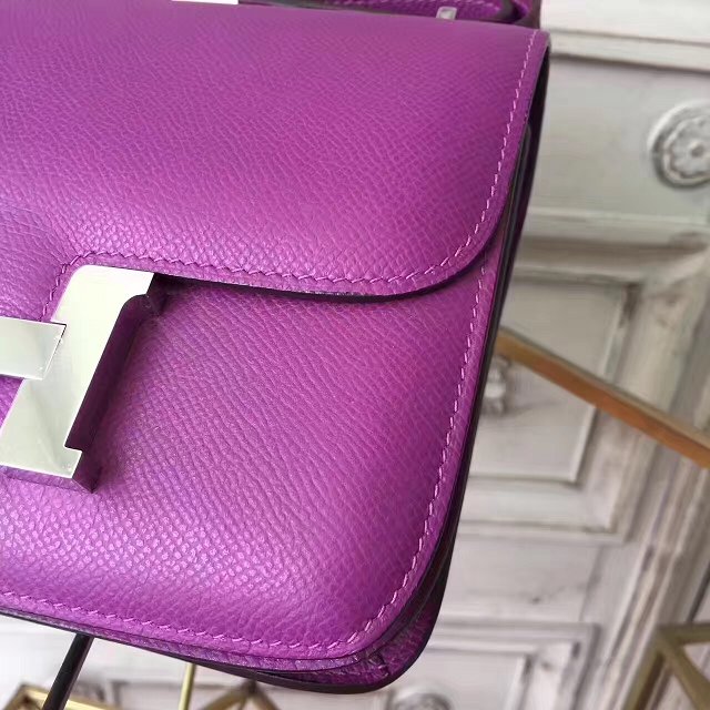 Hermes original epsom leather constance bag C23 purple