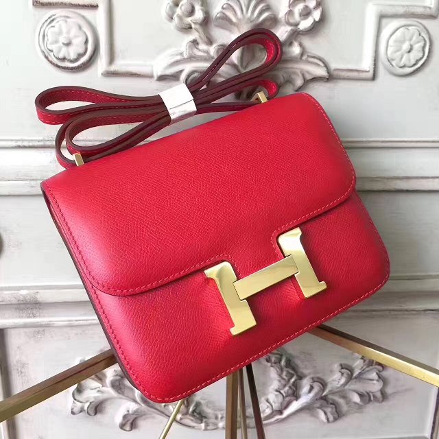 Hermes original epsom leather constance bag C23 red