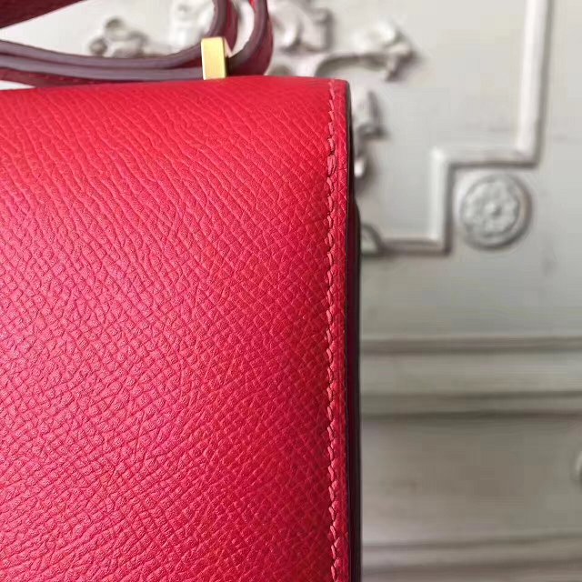 Hermes original epsom leather constance bag C23 red