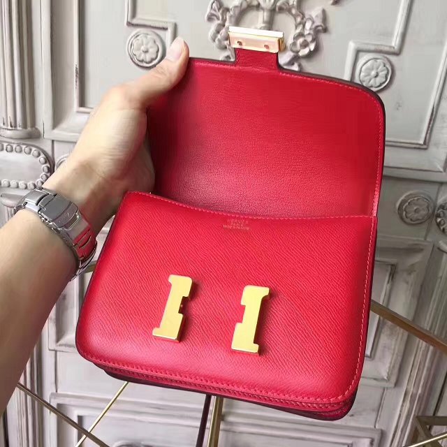 Hermes original epsom leather constance bag C23 red