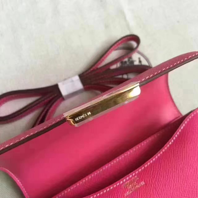 Hermes original epsom leather constance bag C23 rose red