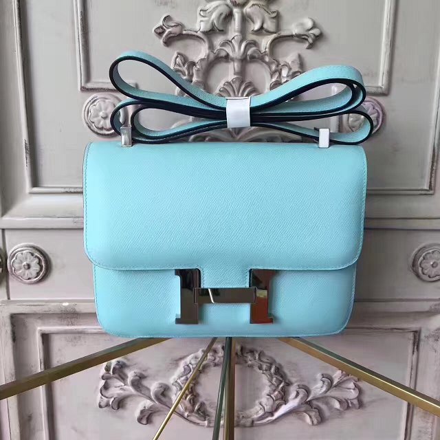 Hermes original epsom leather constance bag C23 sky blue