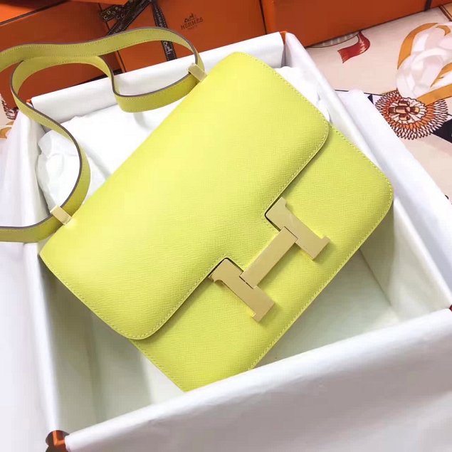 Hermes original epsom leather constance bag C23 yellow