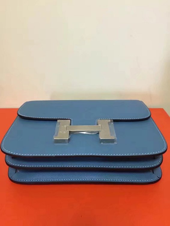 Hermes original epsom leather small constance bag C19 blue