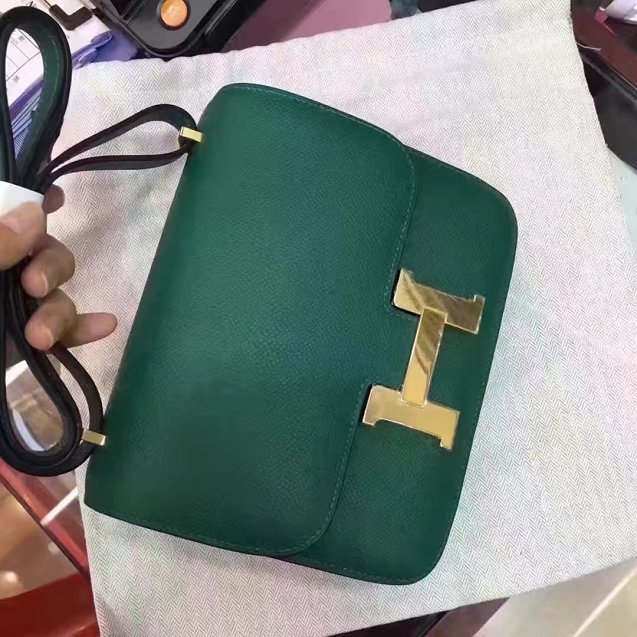 Hermes original epsom leather small constance bag C19 vert fonce