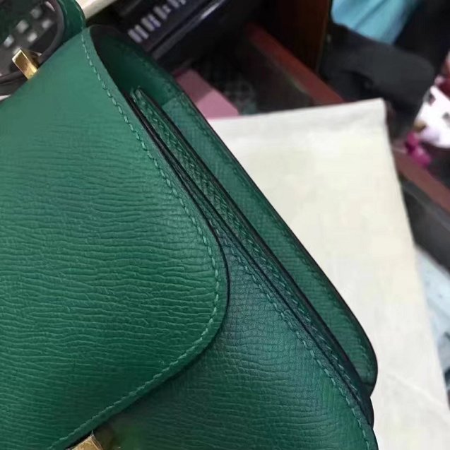 Hermes original epsom leather small constance bag C19 vert fonce