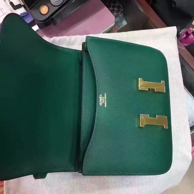 Hermes original epsom leather small constance bag C19 vert fonce