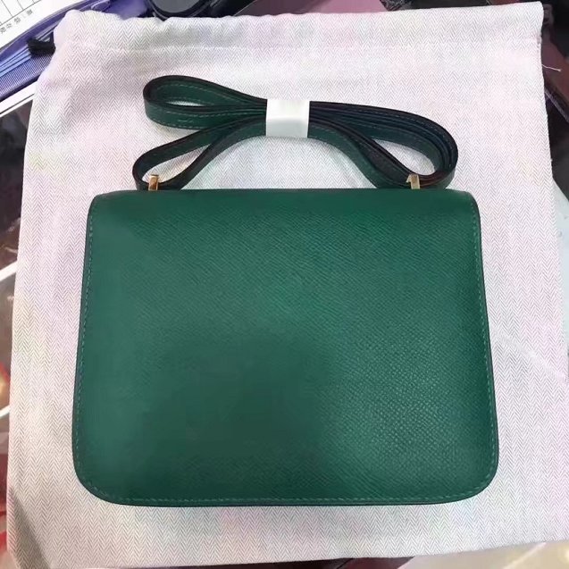 Hermes original epsom leather small constance bag C19 vert fonce