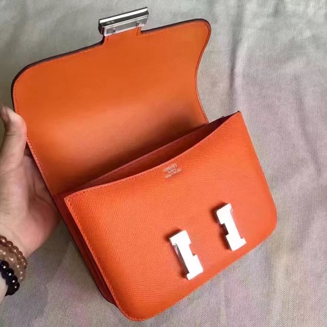 Hermes original epsom leather small constance bag C19 orange