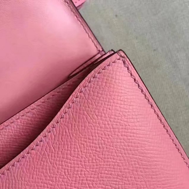 Hermes original epsom leather small constance bag C19 pink