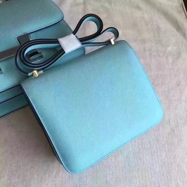 Hermes original epsom leather small constance bag C19 sky blue