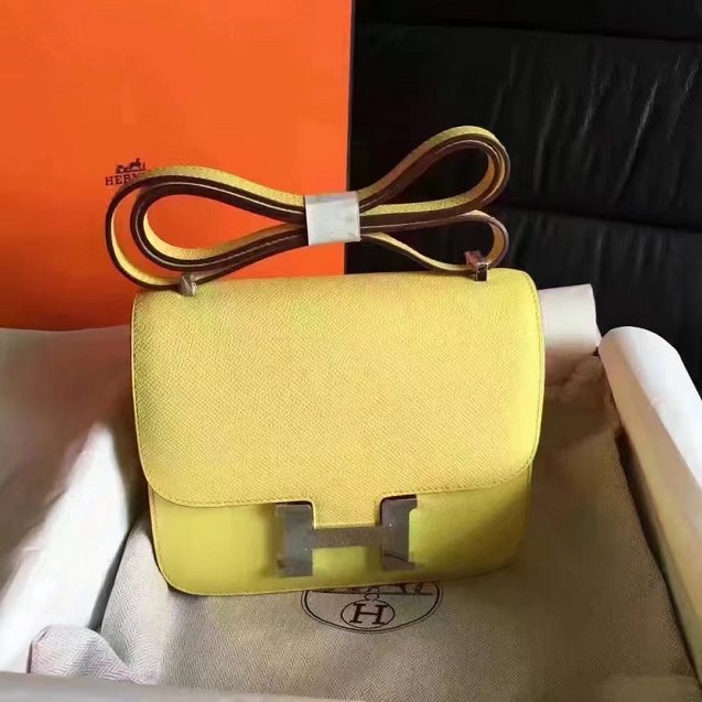 Hermes original epsom leather small constance bag C19 yellow