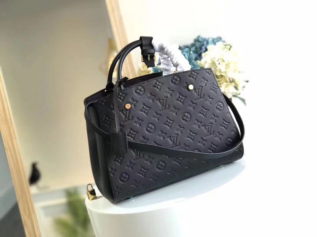 Louis vuitton original monogram empreinte montaigne mm M41048 black