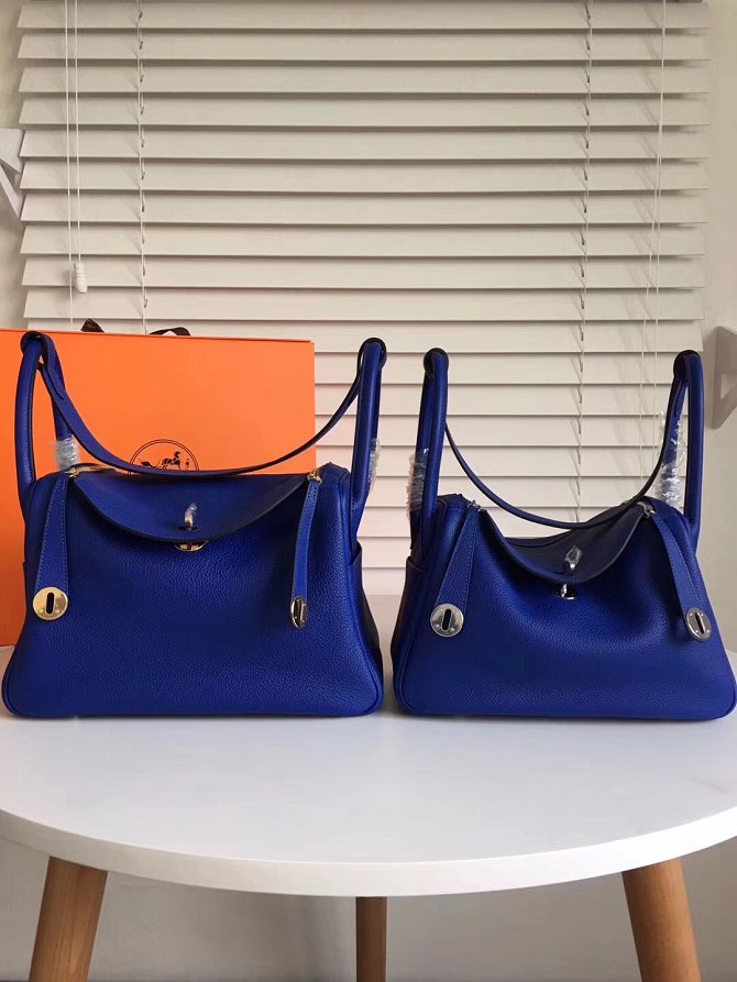 Hermes original togo leather medium lindy 30 bag HL030  blue