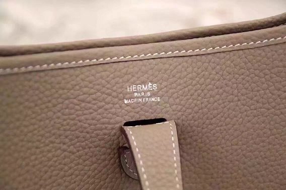 Hermes original togo leather evelyne pm shoulder bag E29 gray