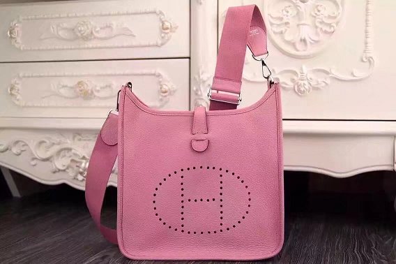 Hermes original togo leather evelyne pm shoulder bag E29 pink