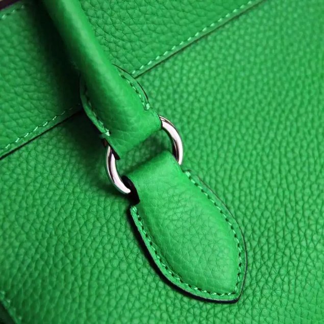 Hermes original togo leather small toolbox handbag T26 green