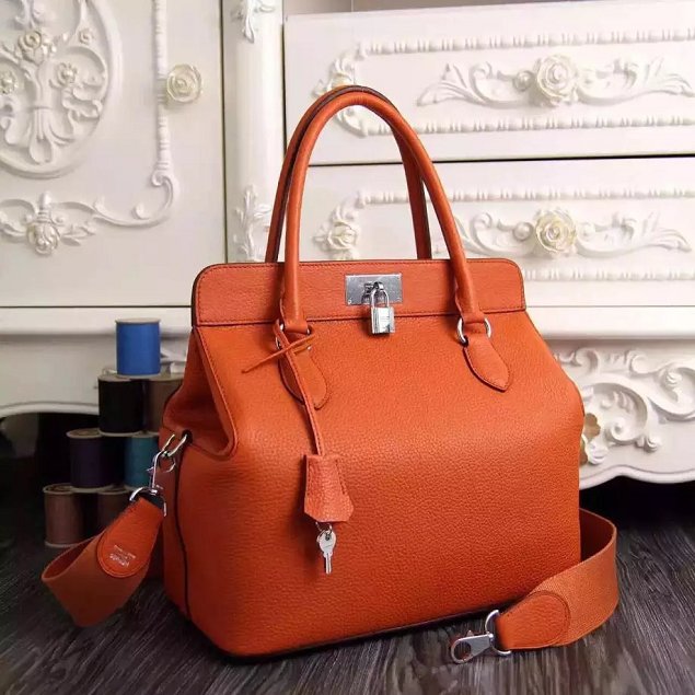 Hermes original togo leather small toolbox handbag T26 orange