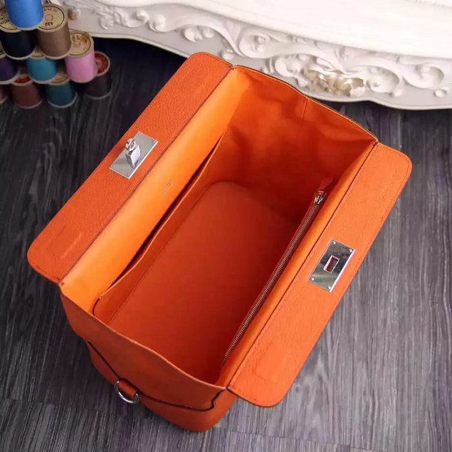 Hermes original togo leather small toolbox handbag T26 orange